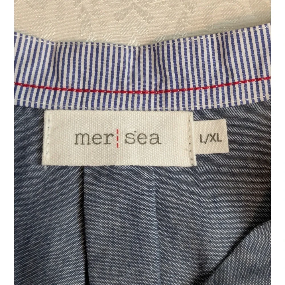 Mer sea Blue Chambray Essential Shirt Dress Minimalist Coastal Beach L/XL - Picture 8 of 12